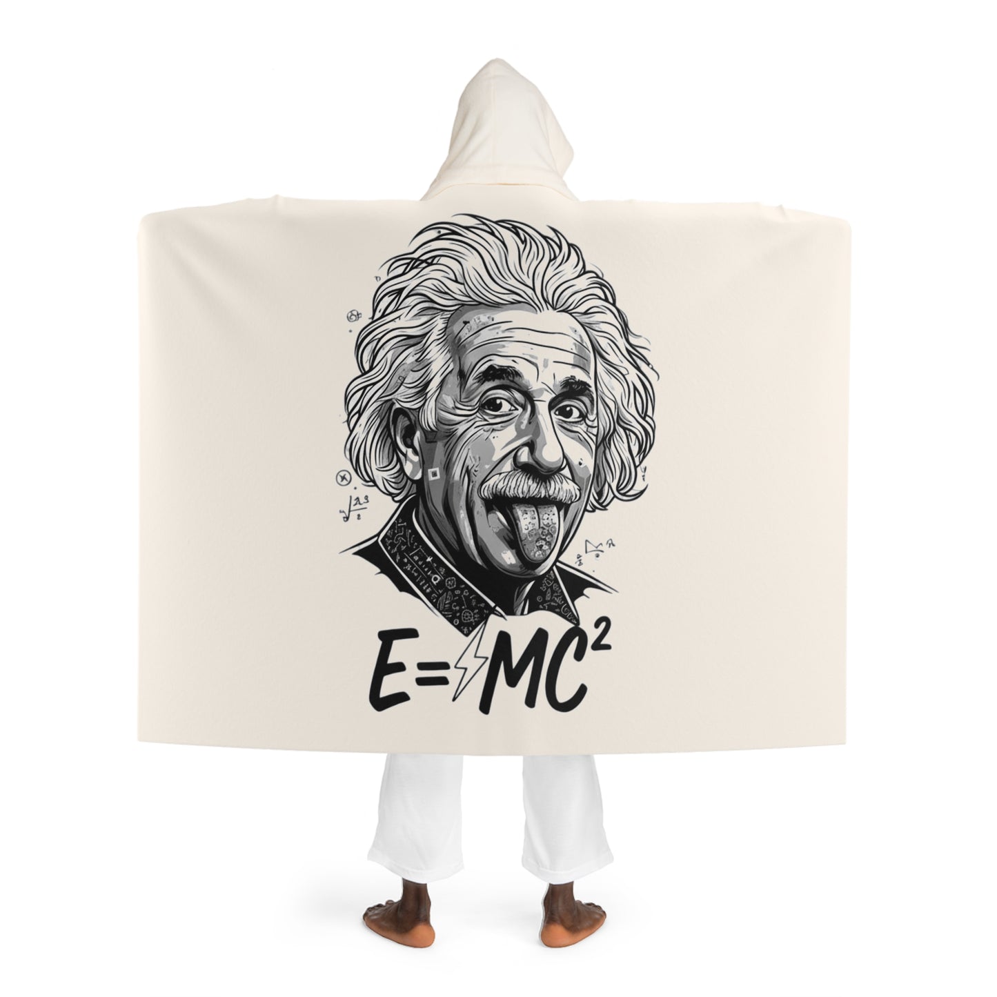 Einstein Hooded Sherpa Fleece Blanket - Cozy and Warm Throw Blanket for Science Lovers - Unique Home Decor Accent, Soft and Plush Winter