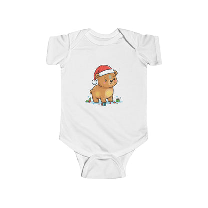 Adorable Christmas Bear Bodysuit, Cute Baby Outfit, Holiday Gift, Infant Christmas Apparel, Santa Bear Baby Onesie