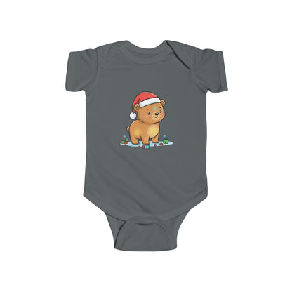 Adorable Christmas Bear Bodysuit, Cute Baby Outfit, Holiday Gift, Infant Christmas Apparel, Santa Bear Baby Onesie