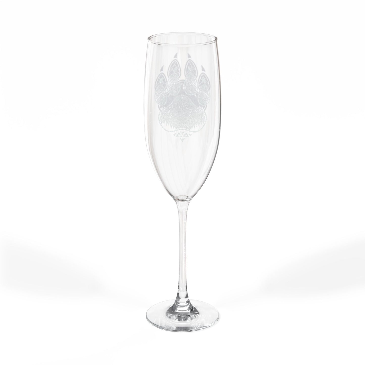 Paw Print Etched Champagne Glass | 8oz Engraved Flute, Conscious Living, Sacred Geometry, Native Art