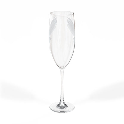 Soaring Eagle Champagne Glass | Engraved 8oz Flute, Conscious Living, Sacred Geometry, Native Art