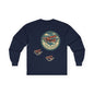 Amelia Earhart Portrait Long Sleeve Tee | Vintage Biplane Aviation Badge