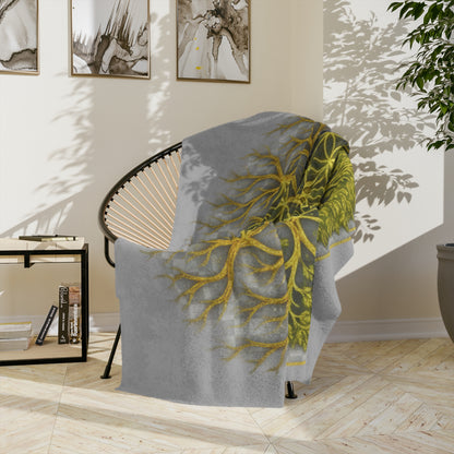 Sacred Geometry Tree of Life: Golden Flower of Life Canvas Print Blanket, Cozy Throw for Home Decor, Spiritual Wall Art