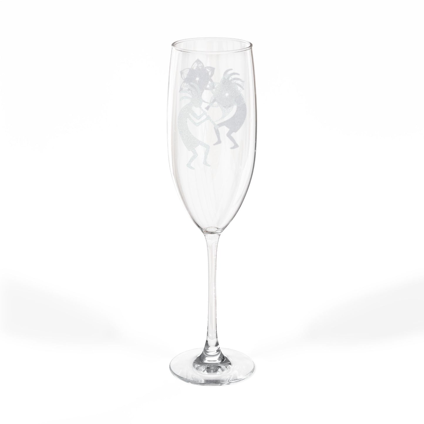 Dancing Rooster Champagne Glass | Engraved 8oz Flute,Conscious Living Sacred Geometry, Native Art