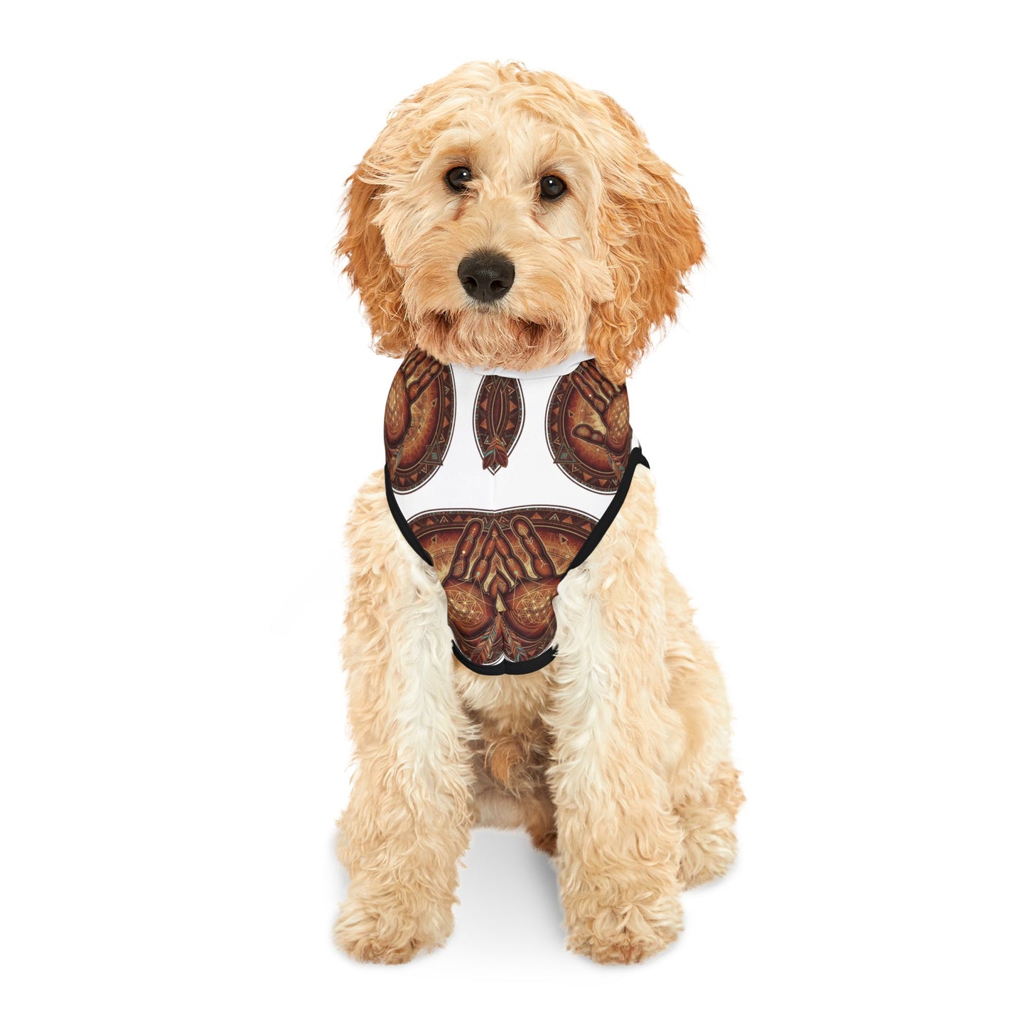 Geometric Native Art Pet Hoodie, Sacred Geometry Dog Sweater, Tribal Aztec Animal Pullover, Boho Puppy Jumper, Ethno Canine Sweatshirt