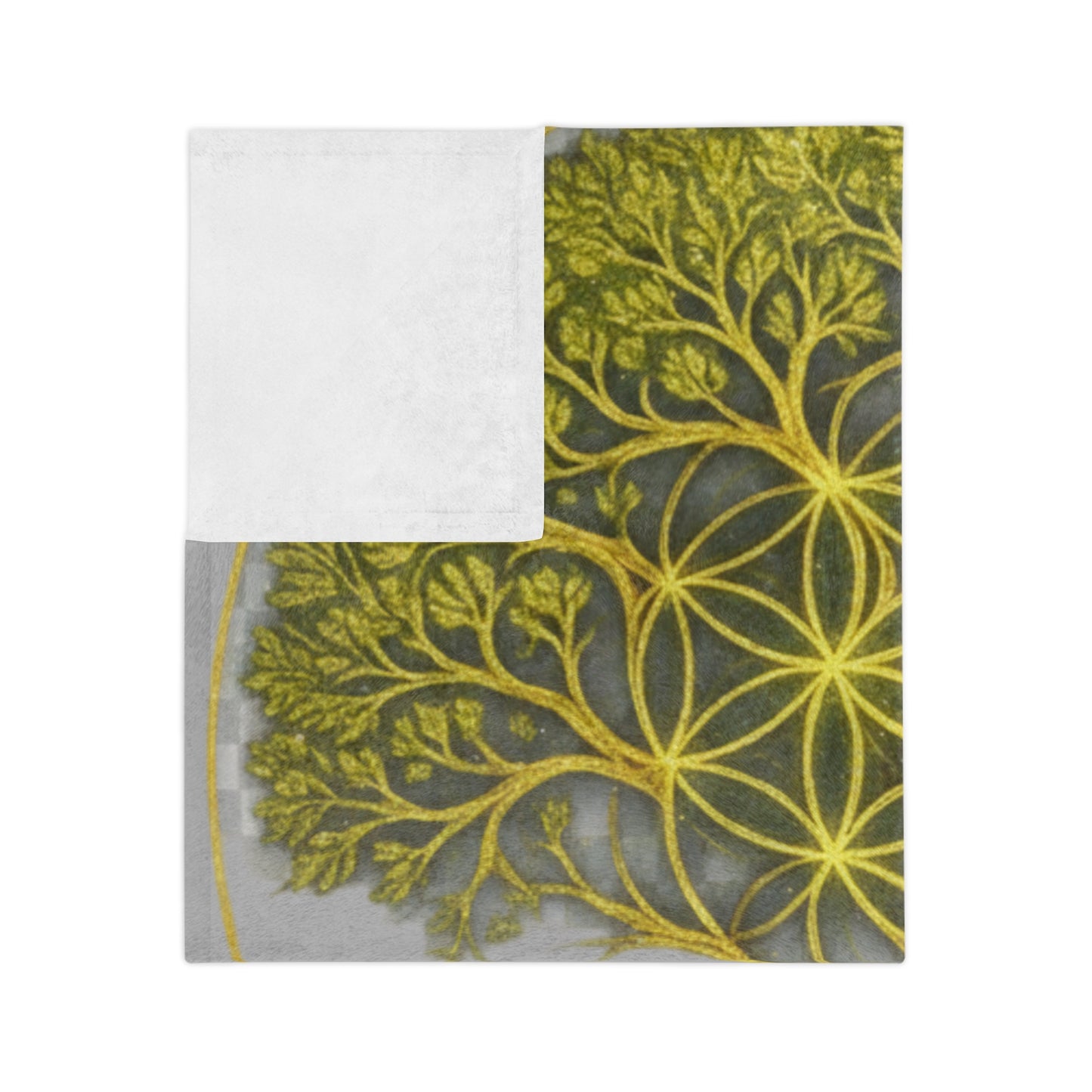 Sacred Geometry Tree of Life: Golden Flower of Life Canvas Print Blanket, Cozy Throw for Home Decor, Spiritual Wall Art