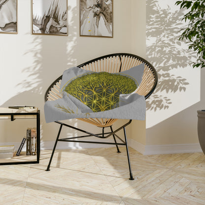 Sacred Geometry Tree of Life: Golden Flower of Life Canvas Print Blanket, Cozy Throw for Home Decor, Spiritual Wall Art