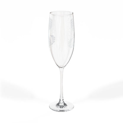 Celestial Coyote Champagne Glass | 8oz Engraved Flute, Conscious Living, Sacred Geometry, Native Art