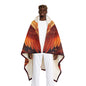 Fiery Archangel Hooded Sherpa Blanket | Red Gold Sacred Geometry Wearable | Solar Celestial Fleece Cloak | Divine Warrior Spiritual Gift