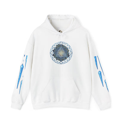 Cosmic Flow Geometric Pullover,  Sacred Geometry, Heavy Blend Hooded Sweatshirt, Christmas, Winter, Gift idea