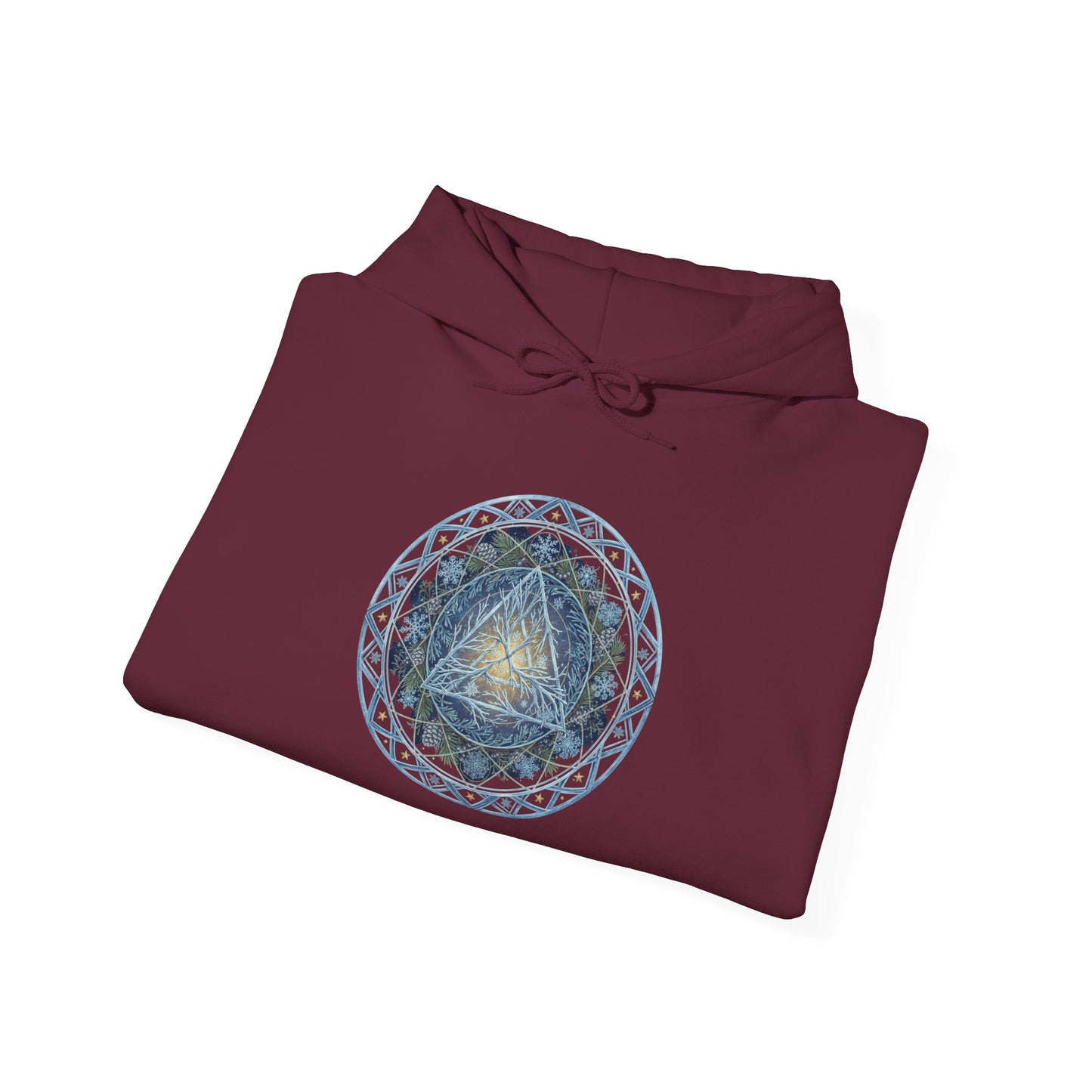 Cosmic Flow Geometric Pullover,  Sacred Geometry, Heavy Blend Hooded Sweatshirt, Christmas, Winter, Gift idea