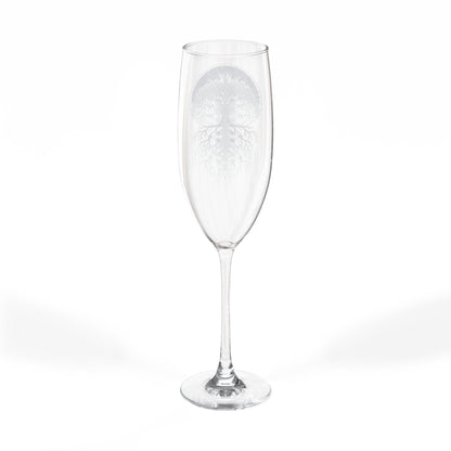 Tree of Life Engraved Champagne Glass | 8oz  Flute, Conscious Living, Sacred Geometry, Native Art
