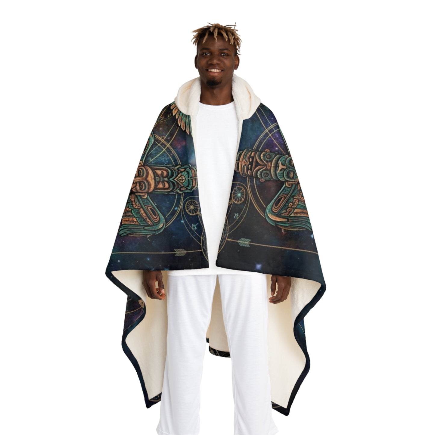 Intricate Angel Sacred Geometry Hooded Sherpa Blanket | Celestial  Cozy Fleece Throw | Spiritual Totem Cloak | Mystical Boho Decor Gift