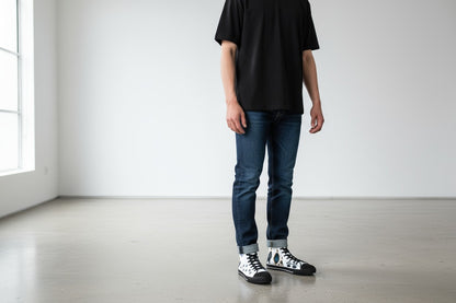 Mountain Spirit Paw Print High-Top Sneakers, Wolf Journey Tribal Art Shoes,  Men's/Women's Stained Glass Geometric Footwear,  Nature & Adventure Gift