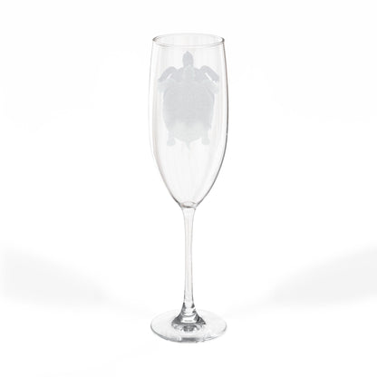 Cosmic Turtle Etched Champagne Glass 8oz | Engraved Flute, Conscious Living, Sacred Geometry, Native art