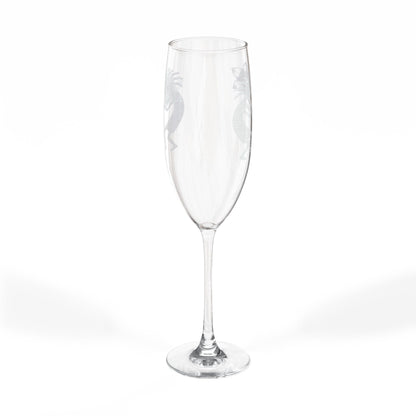Dancing Rooster Champagne Glass | Engraved 8oz Flute,Conscious Living Sacred Geometry, Native Art