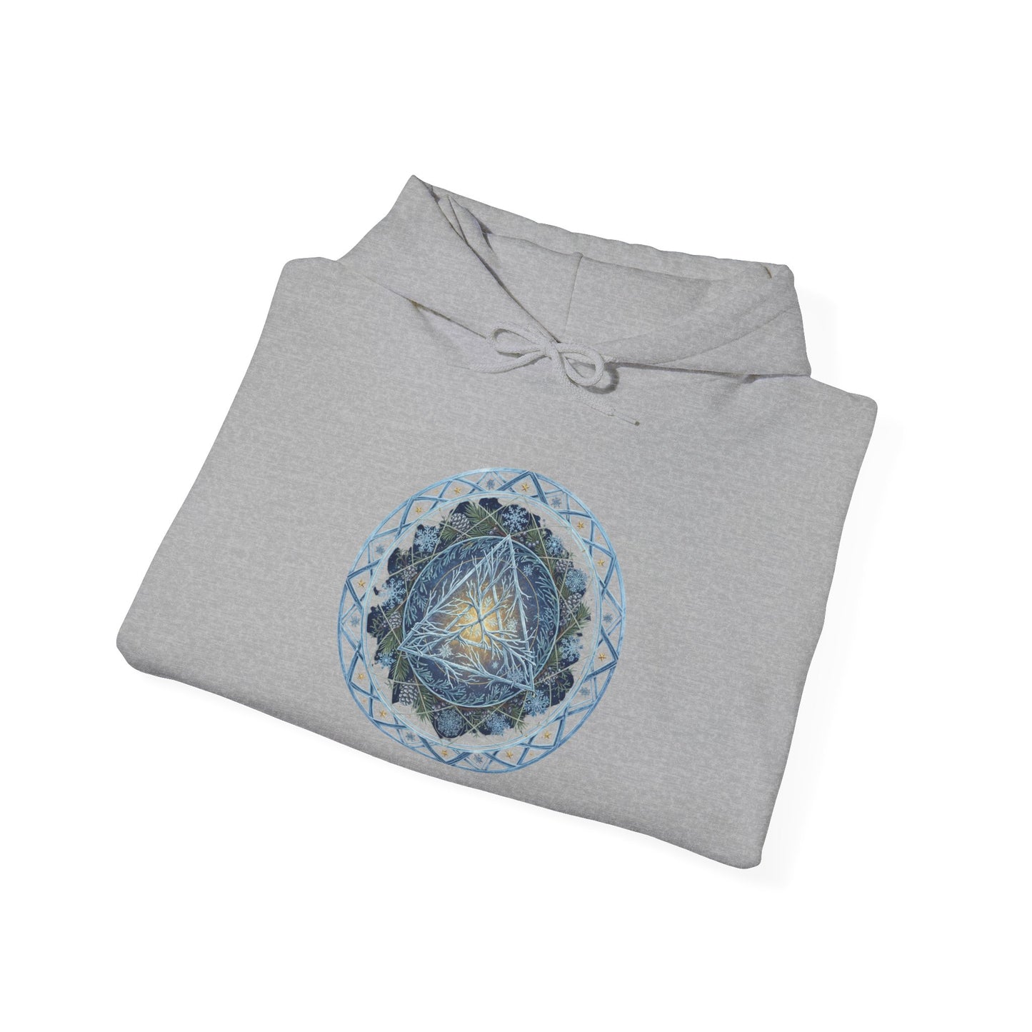Cosmic Flow Geometric Pullover,  Sacred Geometry, Heavy Blend Hooded Sweatshirt, Christmas, Winter, Gift idea