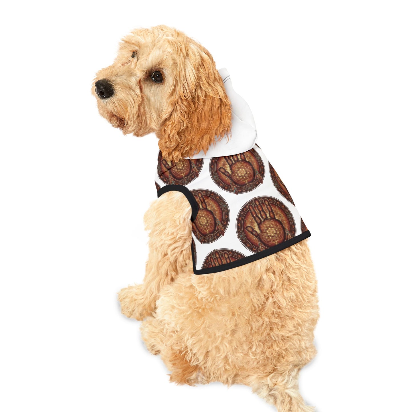 Geometric Native Art Pet Hoodie, Sacred Geometry Dog Sweater, Tribal Aztec Animal Pullover, Boho Puppy Jumper, Ethno Canine Sweatshirt