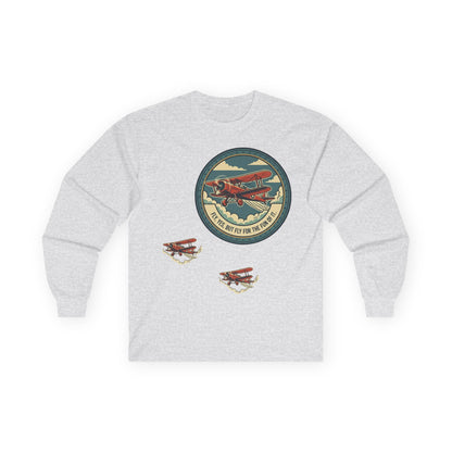 Amelia Earhart Portrait Long Sleeve Tee | Vintage Biplane Aviation Badge