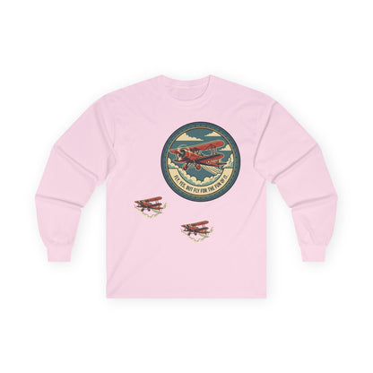 Amelia Earhart Portrait Long Sleeve Tee | Vintage Biplane Aviation Badge