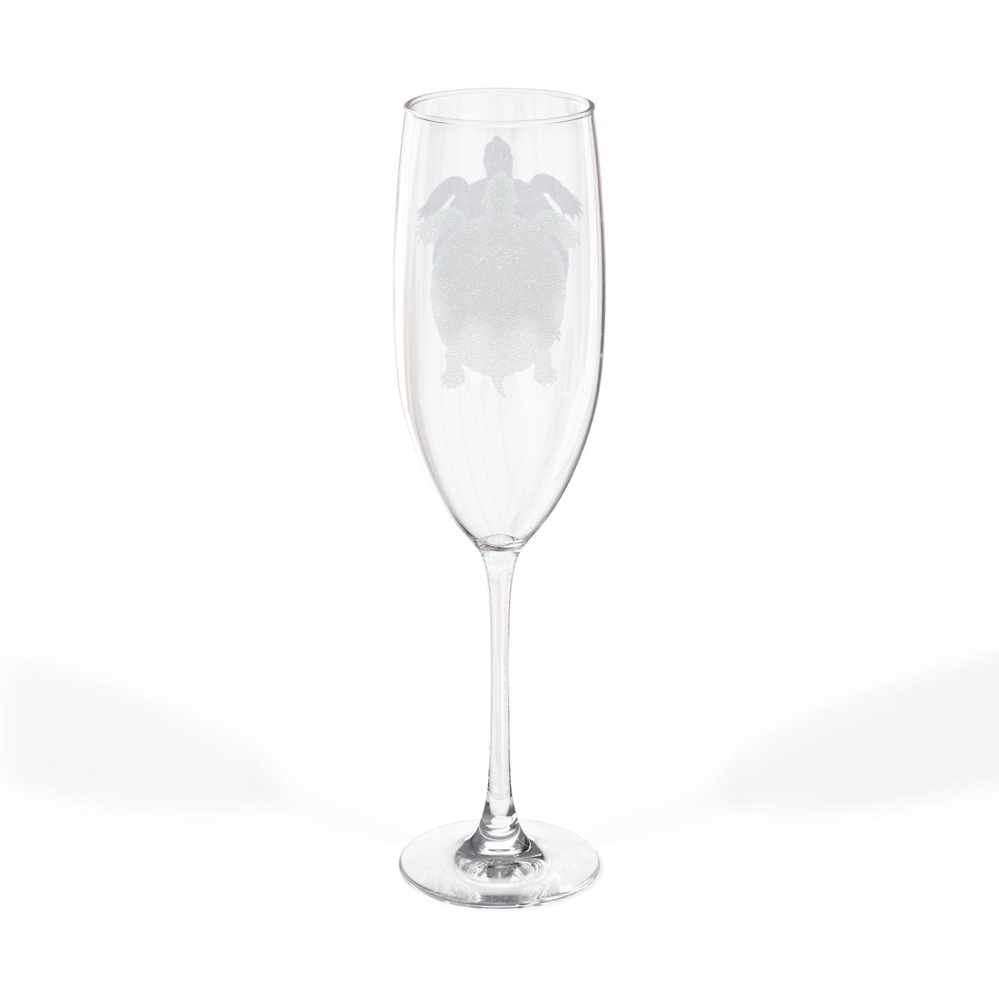 Cosmic Turtle Etched Champagne Glass 8oz | Engraved Flute, Conscious Living, Sacred Geometry, Native art