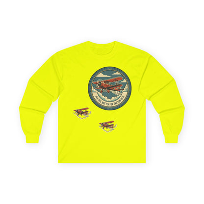 Amelia Earhart Portrait Long Sleeve Tee | Vintage Biplane Aviation Badge