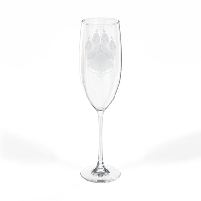 Paw Print Etched Champagne Glass | 8oz Engraved Flute, Conscious Living, Sacred Geometry, Native Art
