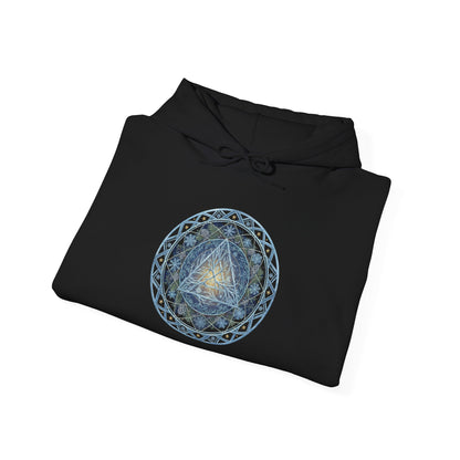 Cosmic Flow Geometric Pullover,  Sacred Geometry, Heavy Blend Hooded Sweatshirt, Christmas, Winter, Gift idea