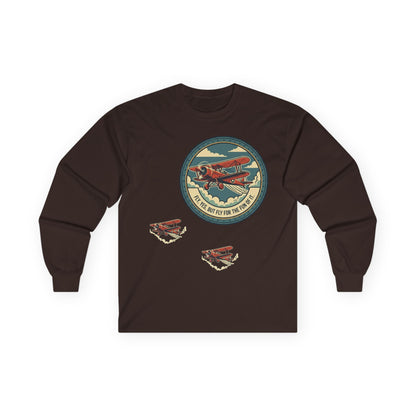 Amelia Earhart Portrait Long Sleeve Tee | Vintage Biplane Aviation Badge