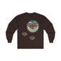 Amelia Earhart Portrait Long Sleeve Tee | Vintage Biplane Aviation Badge
