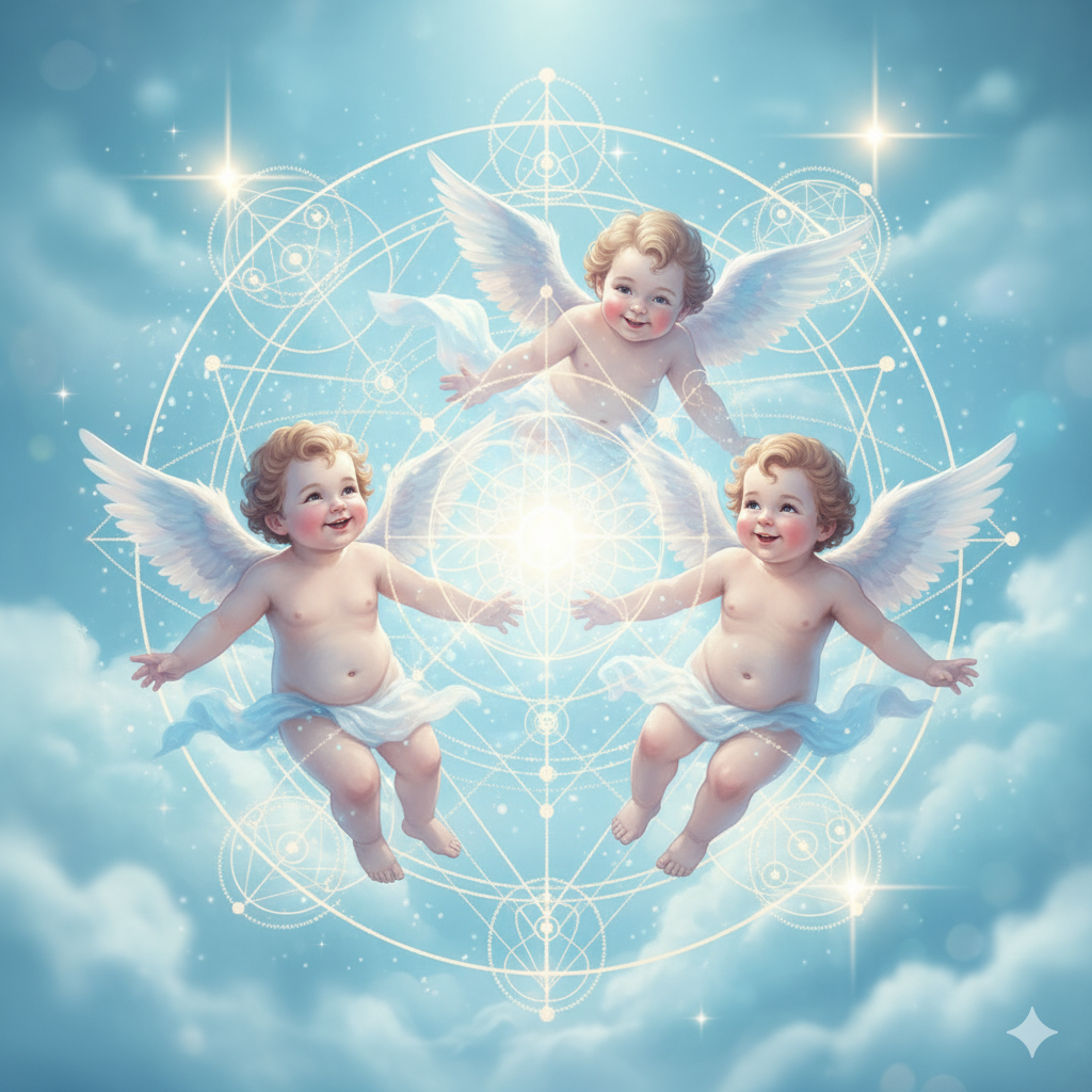 Heavenly Cherubs Hooded Sherpa Blanket | Light Blue Sacred Geometry Wearable Throw | Angelic Cupid Fleece Cloak | Angel Cherub Halo Gift